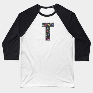 T letter  with colorful paw print Baseball T-Shirt